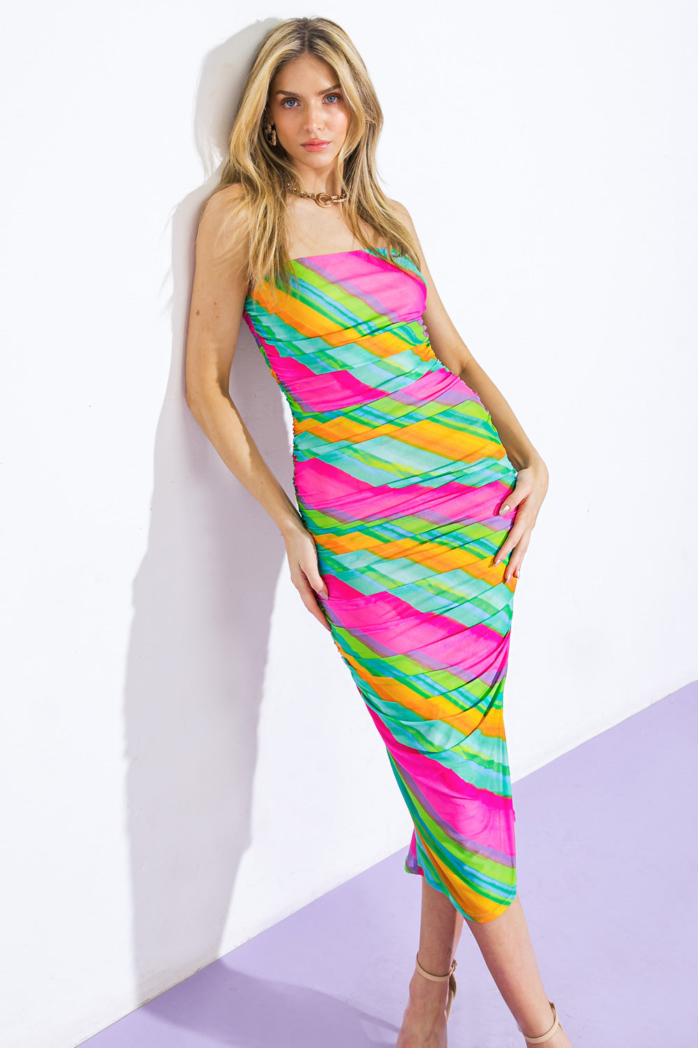 DESIRABLE DESTINATIONS MESH MIDI DRESS Flying Tomato